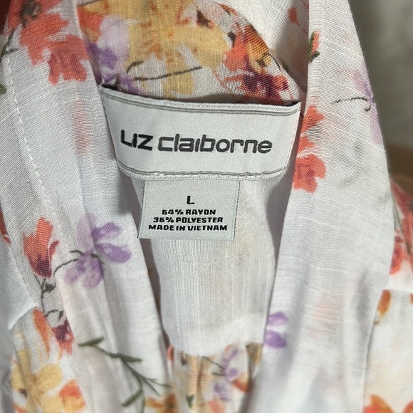 Liz Claiborne | Floral Wrap Sleeveless Blouse | Size Large - Picture 8 of 9